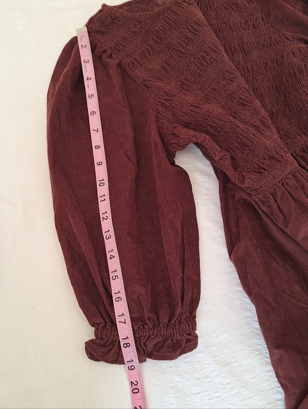 NWOT M&S Smocked Bodice Long Sleeve Midi Dress in Burgundy - Picture 5 of 10